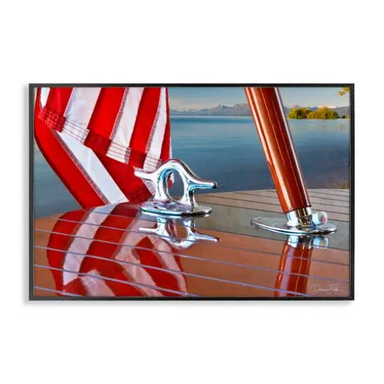 Stupell Industries Flag On Boat Hull Framed Giclee Art Black {1}