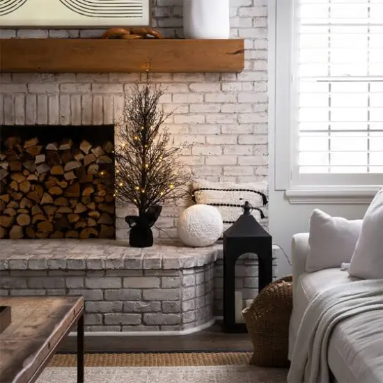 4ft. Pre-Lit LED Halloween Black Twig Artificial Fall Tree in Burlap Planter {10}