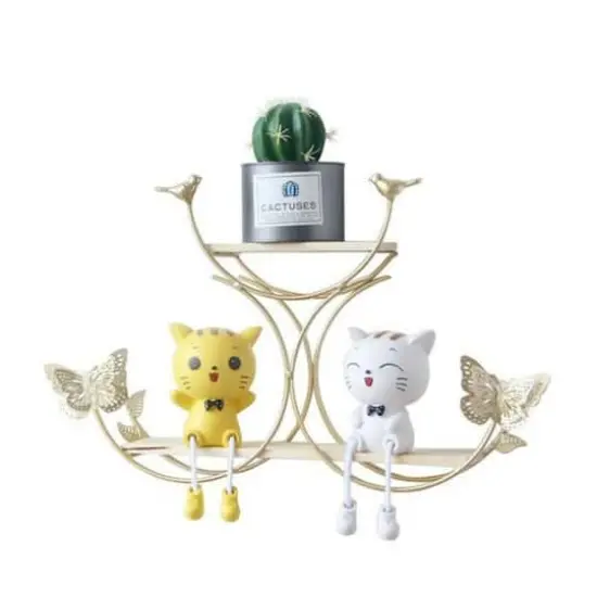 NEX&trade; Gold Iron Butterfly Models 2-Tier Floating Wall Shelf {5}