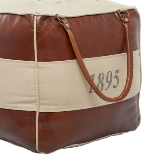 Brown Canvas Rustic Stool, 19" x 21" x 20" {9}