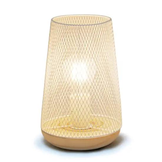 Simple Designs 9" Wired Mesh Uplight Table Lamp White/Natural {3}