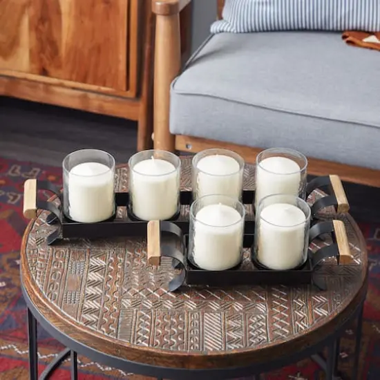 Set of 2 Black Metal Candle Holder, 12.75", 21.25" {8}