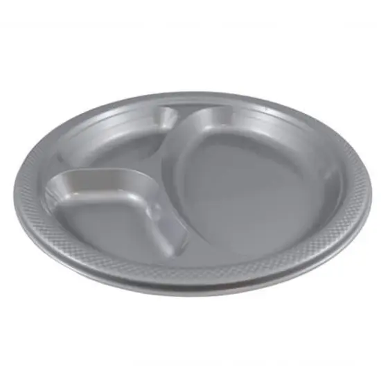 JAM Paper 10.25" Divided Plastic Party Plates, 20ct. Silver {5}