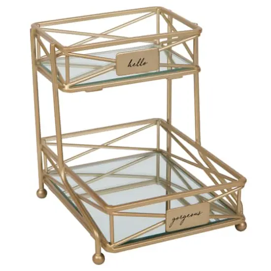 Home Details 2-Tier Sleek Vanity Tower Gold {1}