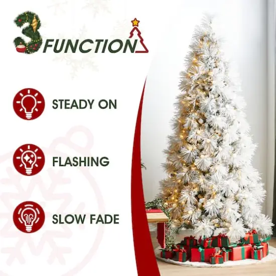 Glitzhome&reg; 9ft Pre-Lit Flocked Full Pine Artificial Christmas Tree, Warm White LED Lights {8}