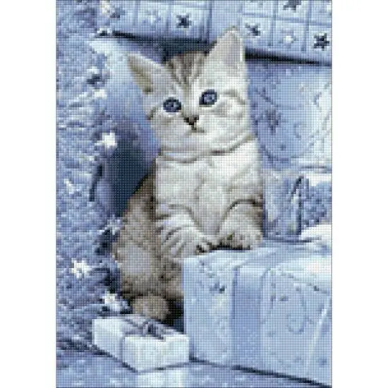 Wizardi Kitten & Christmas Presents Diamond Painting Kit {1}