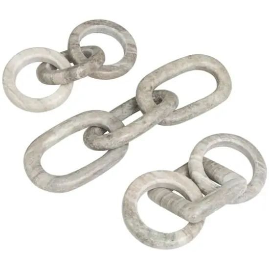 Gray Marble Geometric Link Chain Sculpture Set {1}