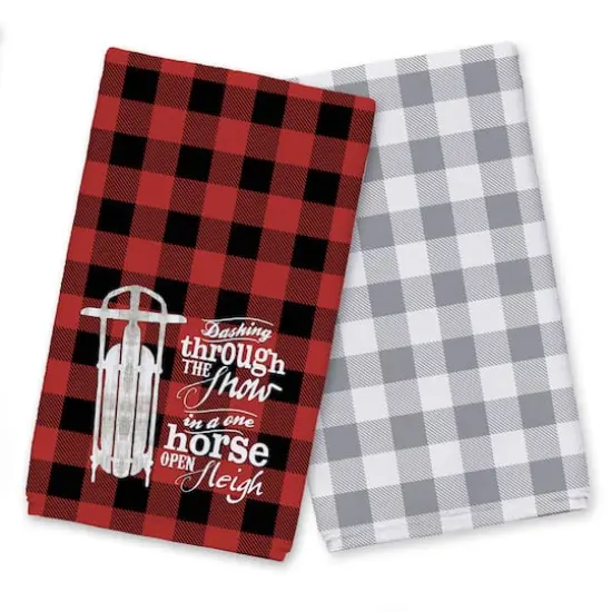 Open Sleigh Buffalo Print Tea Towels - Set of 2 {1}