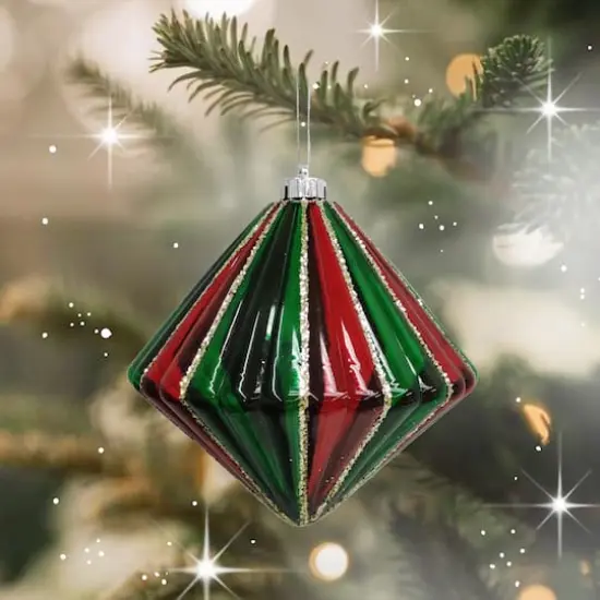 7.75" Jumbo Red, Green & Gold Shatterproof Diamond Ornament by Ashland® {3}