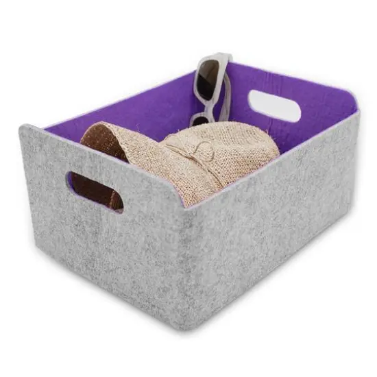 Welaxy Felt 3 Piece Collapsible Storage Bins Purple {5}