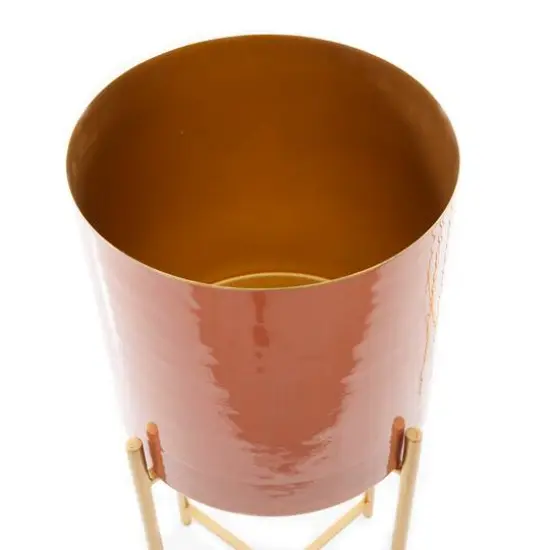 CosmoLiving by Cosmopolitan Set of 2 Orange Iron Contemporary Planter, 24" x 12" x 15" {5}