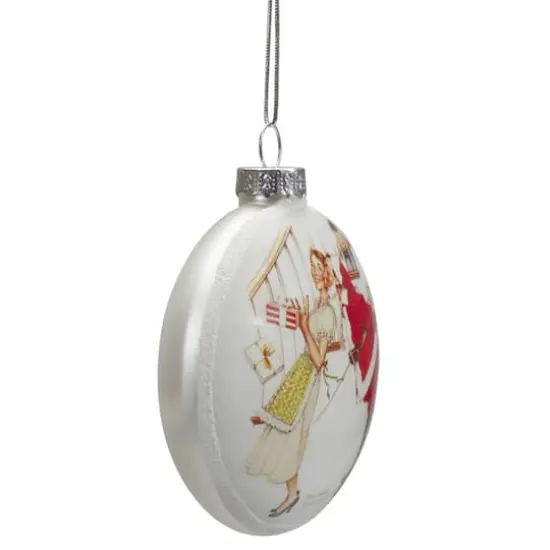3ct. Norman Rockwell Christmas Glass Disc Ornament {7}