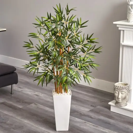 4ft. Bamboo Tree in White Tower Planter {3}