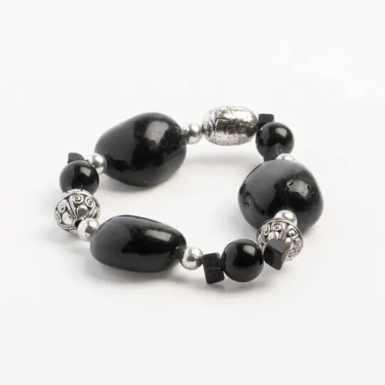 John Bead Onyx Dyed Black No.60 Natural Stone Bracelet {4}