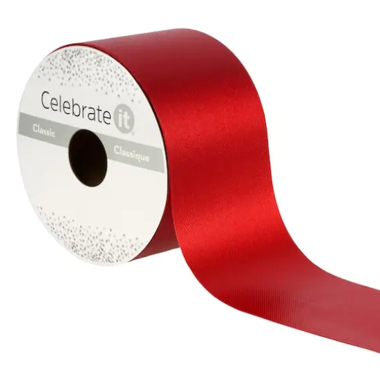 2.5" x 50yd. Satin Floral Ribbon by Celebrate It&reg; Red {1}