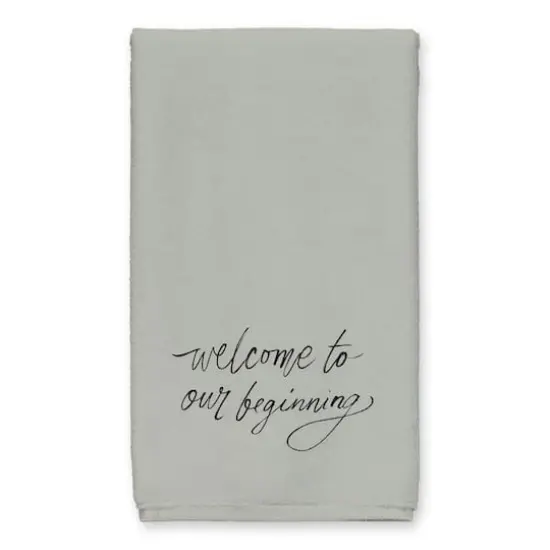 Welcome to Our Beginning Tea Towel Set Sage {3}