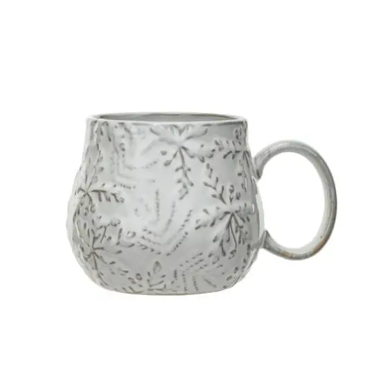 Hello Honey&reg; 16oz. White Snowflake Embossed Stoneware Mug {1}