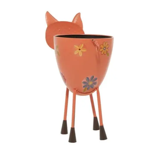 16" Pink Metal Eclectic Pig Planter {7}