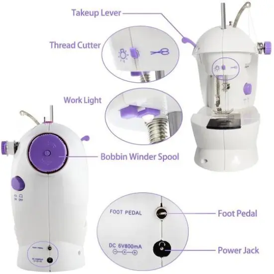 Liantral Lavender Dual Speed Mini Sewing Machine for Beginners {4}