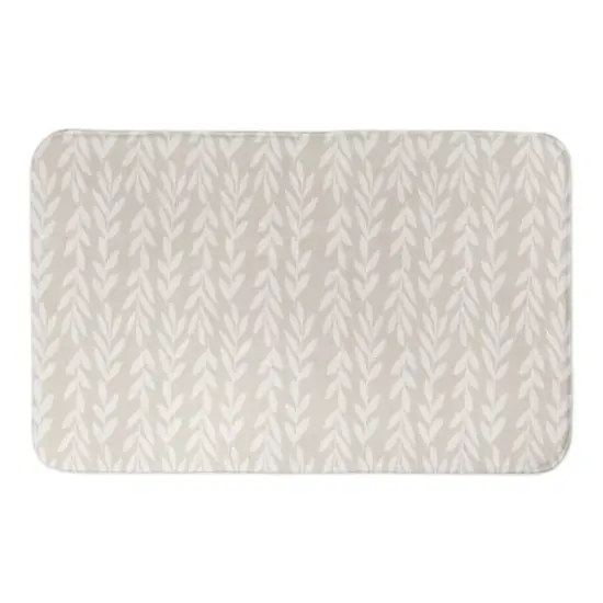 Neutral & White Fall Leaves Bath Mat {1}