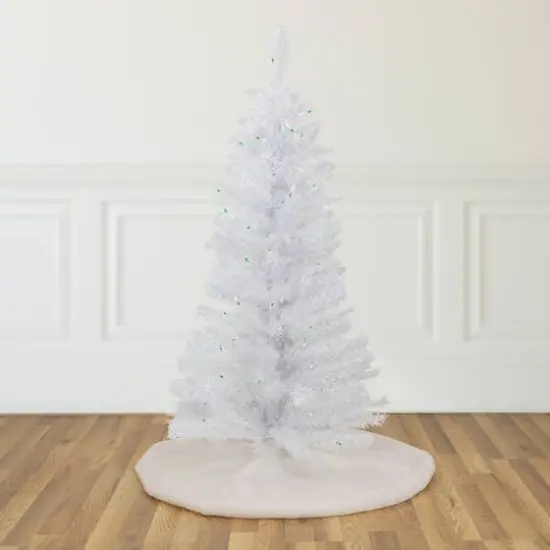 4ft. Pre-Lit White Rockport Pine Artificial Christmas Tree, Green Lights {3}