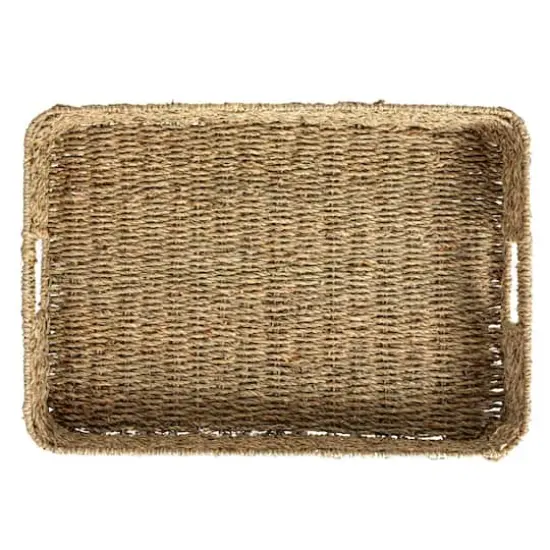 Hello Honey&reg; 20" x 14" Natural Hand-Woven Seagrass Tray with Handles {7}