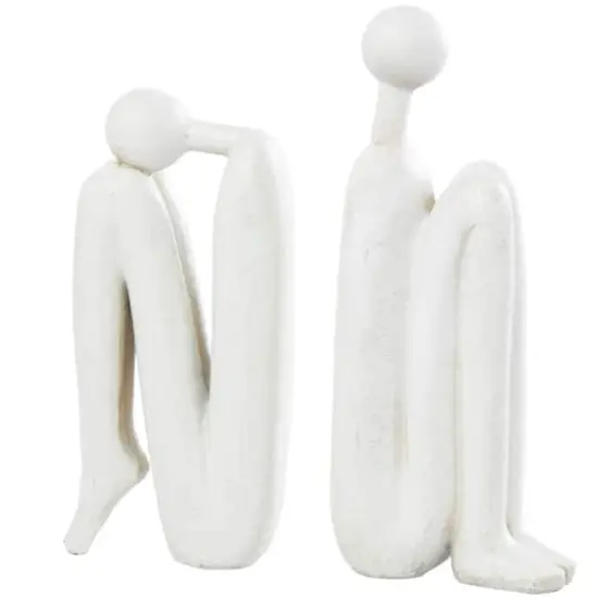 9" Polystone People Bookends Set White {5}