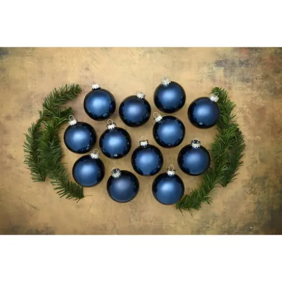 Whitehurst 12ct. 2.75" Shiny Glass Ball Ornaments Midnight Blue Shiny {4}