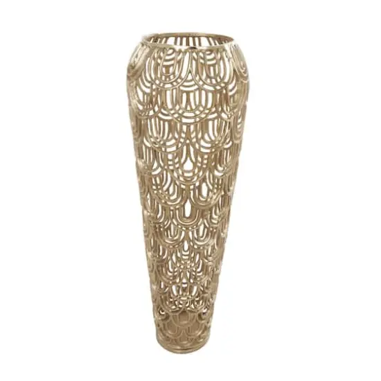 35" Gold Art Deco Arches Aluminum Vase {1}