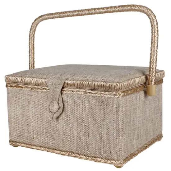 SINGER&reg; Linen Fabric Large Sewing Basket {1}