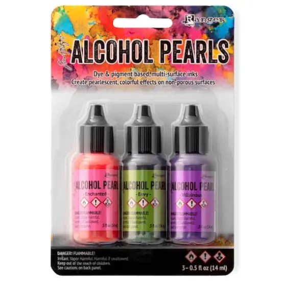 Ranger Tim Holtz&reg; Alcohol Pearl Ink Kit Villianous/Envy/Enchanted {10}