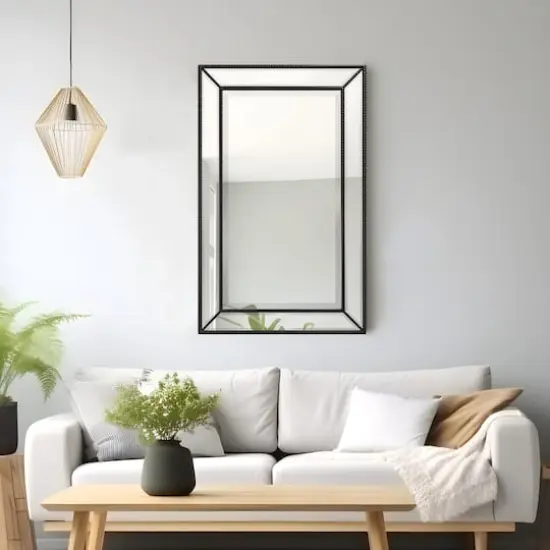 Head West Black Metro Beaded Glass Framed Vanity Mirror - 32" x 20" {3}