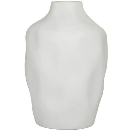CosmoLiving by Cosmopolitan White Ceramic Faceted Vase 9" x 9" x 14" {3}