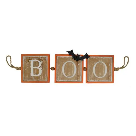 27.5" Distressed BOO Halloween Decorative Hanging Banner {1}