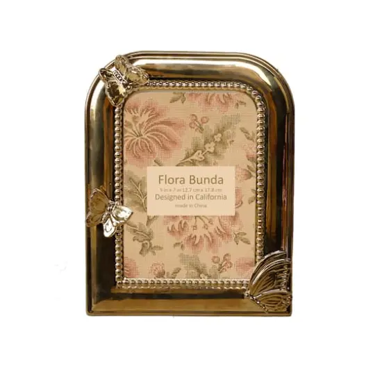 Flora Bunda&reg; 5" x 7" Gold Butterfly Ceramic Frame {1}