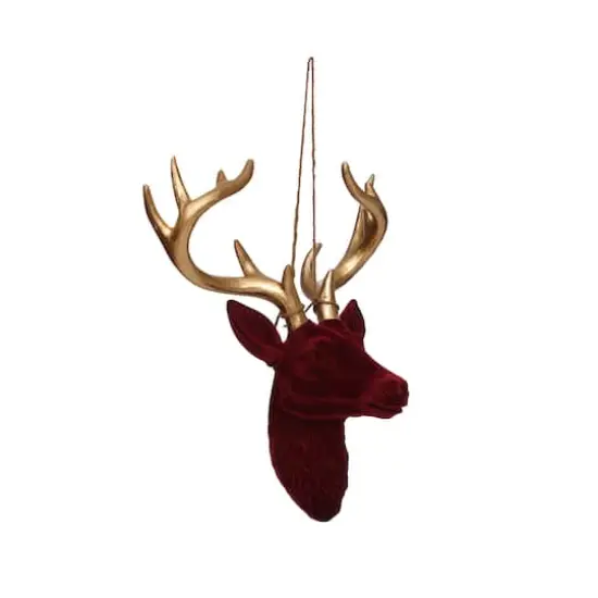 11.5" Burgundy & Gold Flocked Reindeer Wall Décor by Ashland® {3}