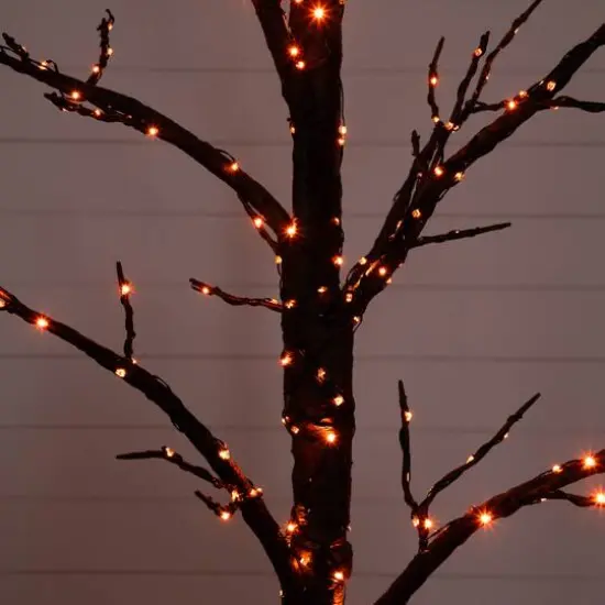 5ft. Pre-Lit Artificial Halloween Twig Tree with 360 Orange & Purple LED Lights {6}