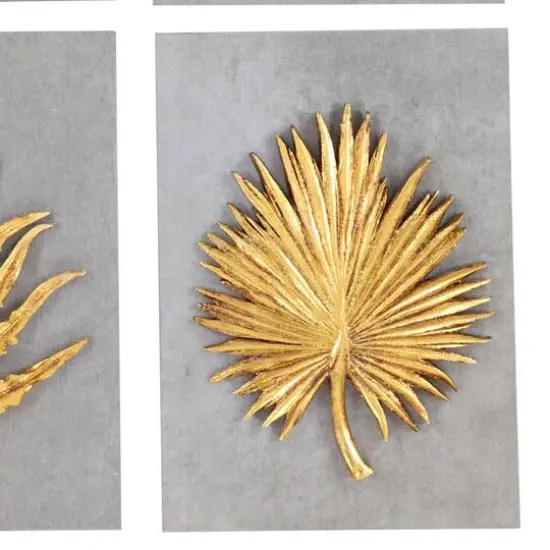 Gold Concrete Modern Floral Wall D&eacute;cor Set {4}