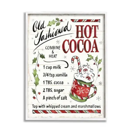 Stupell Industries Old Fashioned Hot Cocoa Recipe with White Frame Wall Art {1}