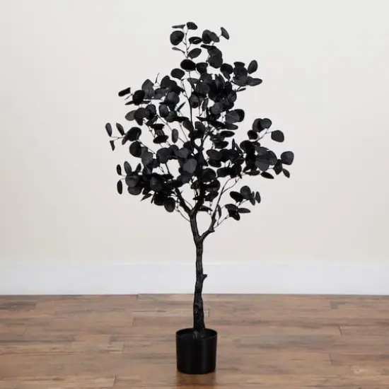4ft. Artificial Halloween Black Eucalyptus Tree {8}