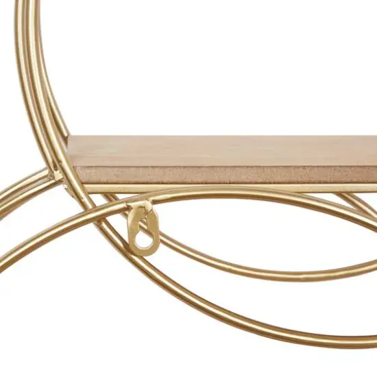 Gold Metal Contemporary Wall Shelf, 26" x 37" x 6" {6}