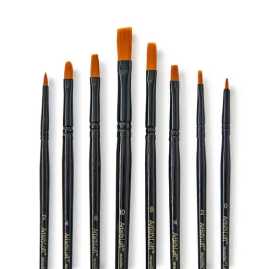 8 Piece Necessities&trade; Golden Synthetic Flat Acrylic Brushes By Artist's Loft&reg; {3}
