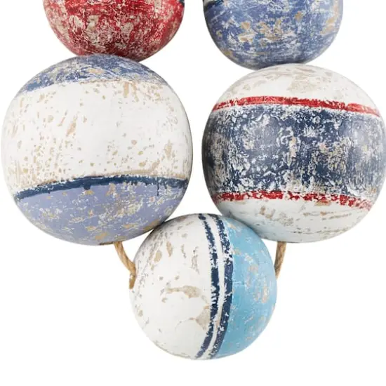 Multicolor Handmade Distressed 5 Strung Wooden Buoy Hung Wall D&eacute;cor {4}