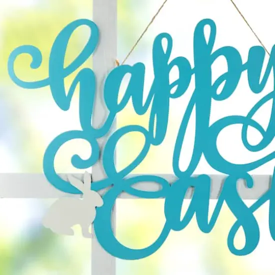 Glitzhome&reg; 18" Easter Metal "Happy Easter" Door Hanger {4}