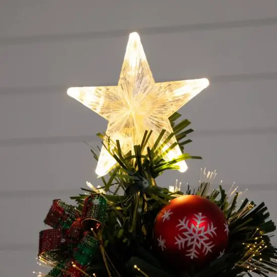 3ft. Pre-Lit Fir Artificial Christmas Tree in Planter, Clear Fiber Optic Lights {6}