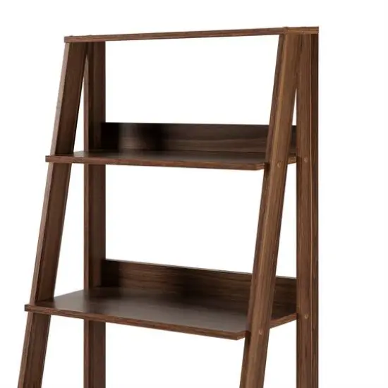 Walker Edison 55" Walnut Modern Ladder Bookshelf {5}
