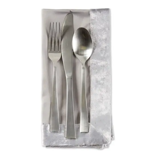 DII&reg; Velvet Trimmed Oversized Napkin, 4ct. Silver {4}
