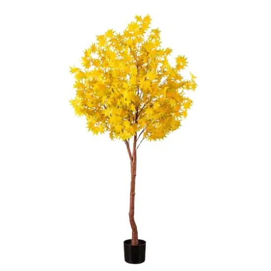 6ft. Pre-Lit Yellow Autumn Maple Artificial Fall Tree with 350 Warm White LED Lights {1}