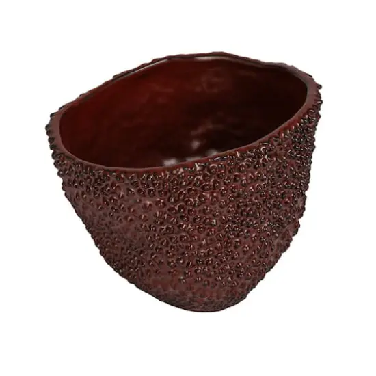 Hello Honey® 6" Brown Reactive Glaze Stoneware Organic Shaped Planter with Raised Dots {1}