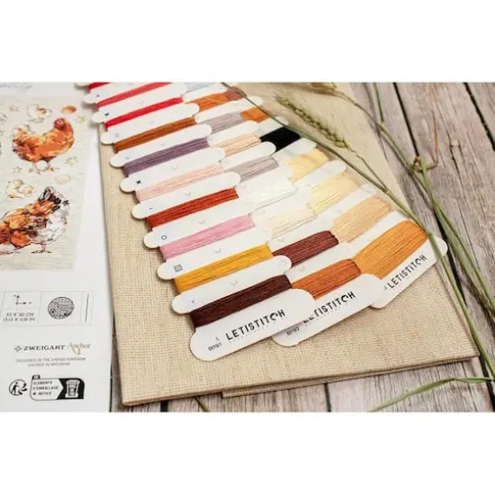 LetiStitch Pied Hens Counted Cross Stitch Kit {4}